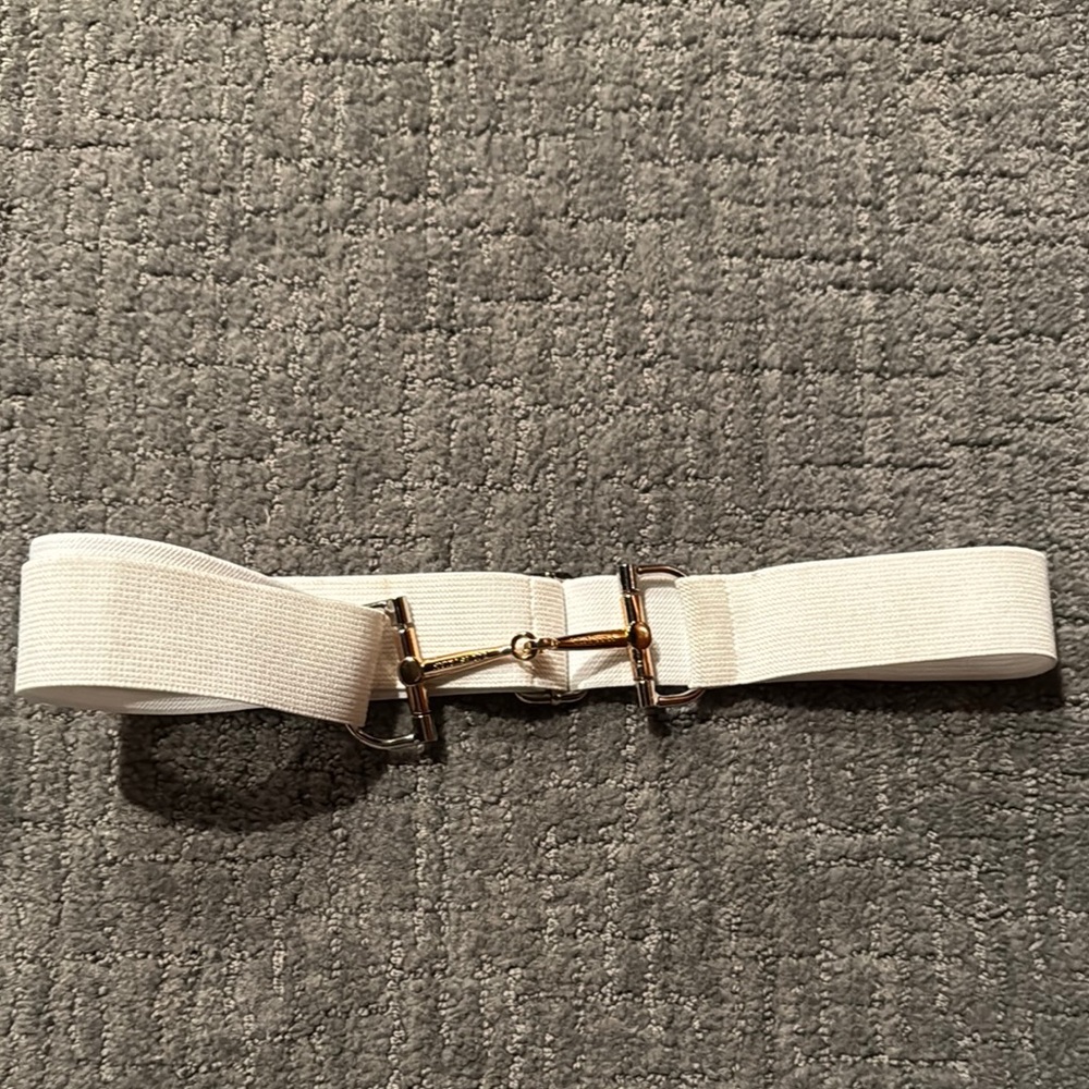 Elegant White Belt with Gold Accents equestrian